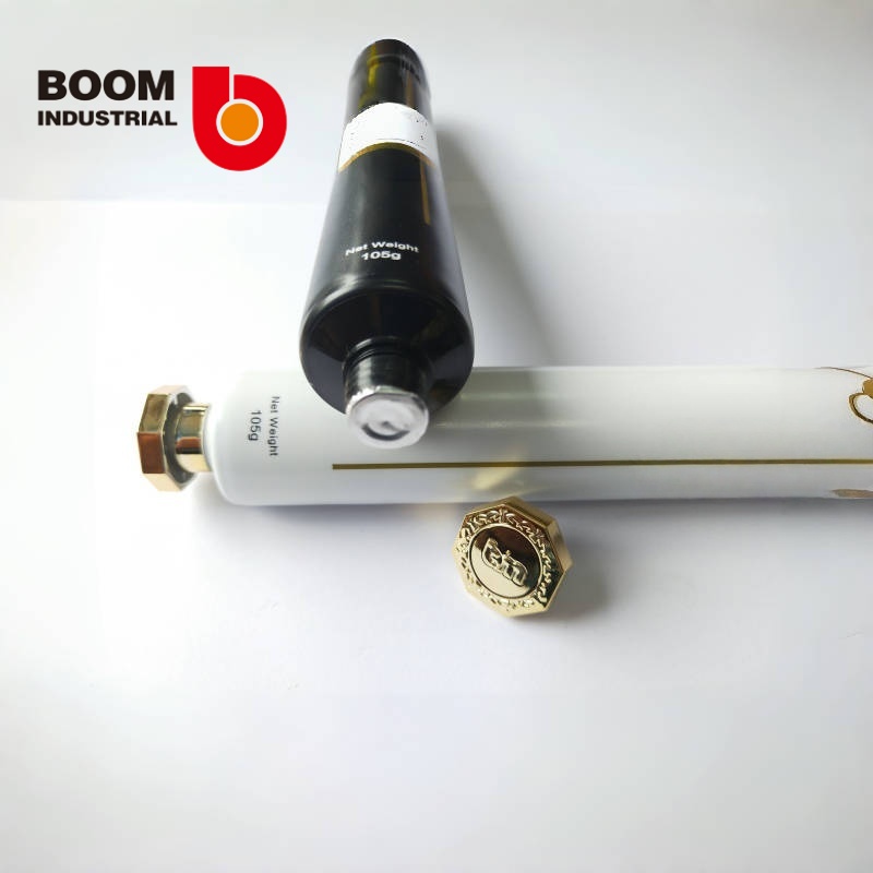 D30 250um white sheet material, offset printing + reverse varnish, with gold-colored octagonal cap